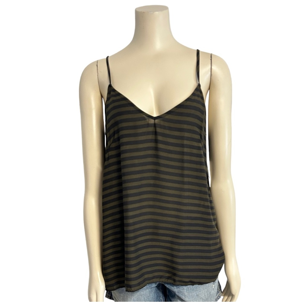 Old Navy‎ Striped Cami Top Womens size Medium olive green black flowy